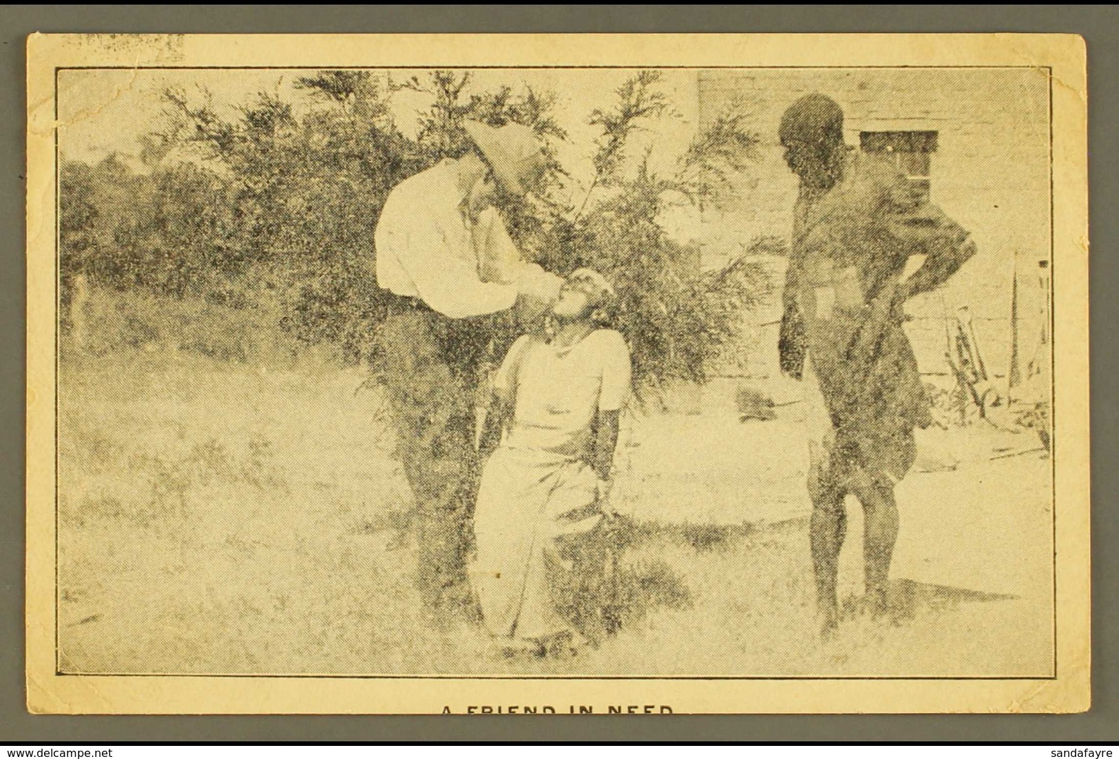 1914 MISSIONARY POSTAL HISTORY PICTURE POST CARD Printed By The Rhodesian Mission Press, Titled "A Friend In Need" Sent  - Altri & Non Classificati