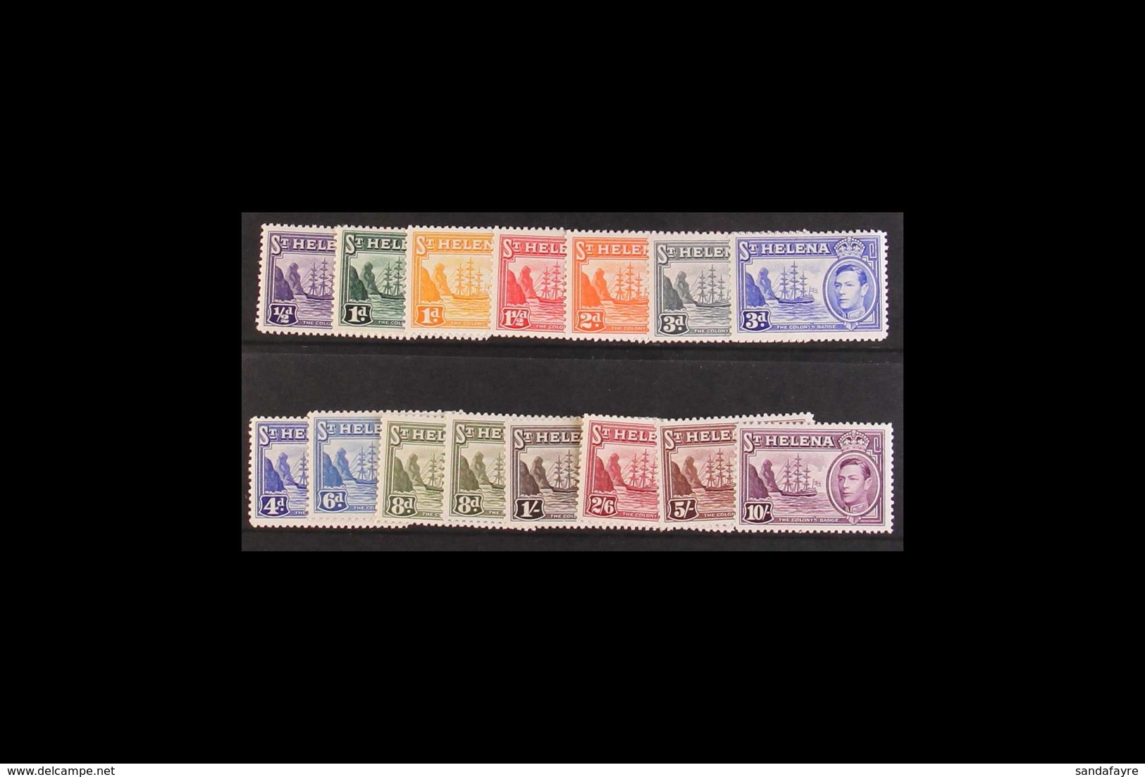 1938-44 Complete KGVI Set Plus 8d Shade, SG 131/140, Fine Never Hinged Mint. (15 Stamps) For More Images, Please Visit H - St. Helena