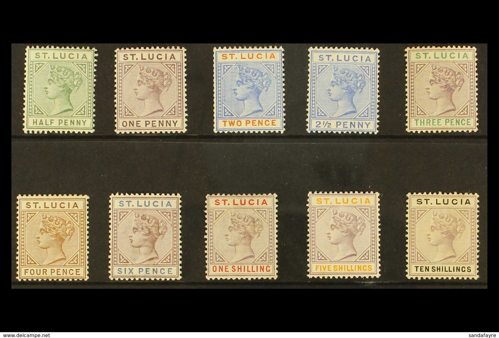 1891-98 Complete Queen Victoria Definitive Set, Die II, Watermark Crown CA, SG 43/52, Fine Mint. (10 Stamps) For More Im - St.Lucia (...-1978)