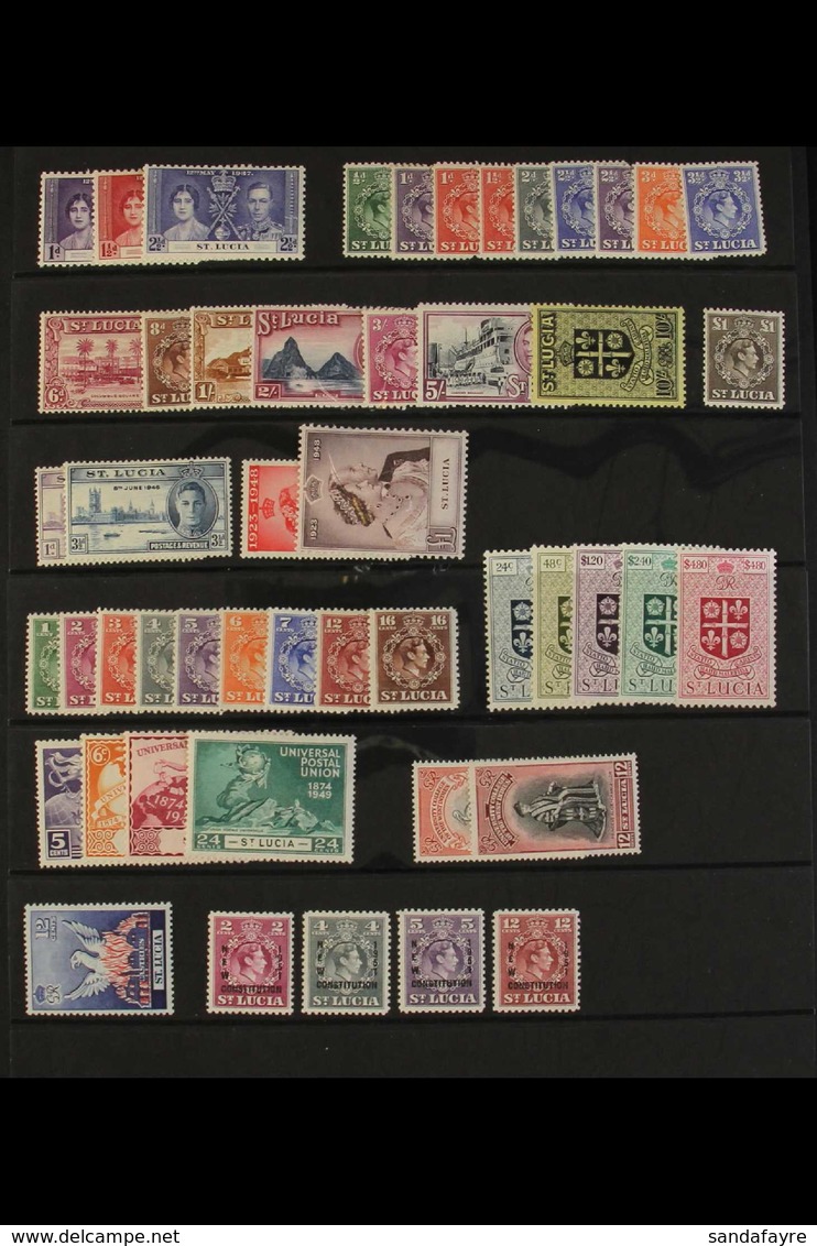 1937-51 KING GEORGE VI Basic Issues Complete Very Fine Mint, SG 125/170, Includes 1938-48 Definitive Set, 1948 Silver We - Ste Lucie (...-1978)