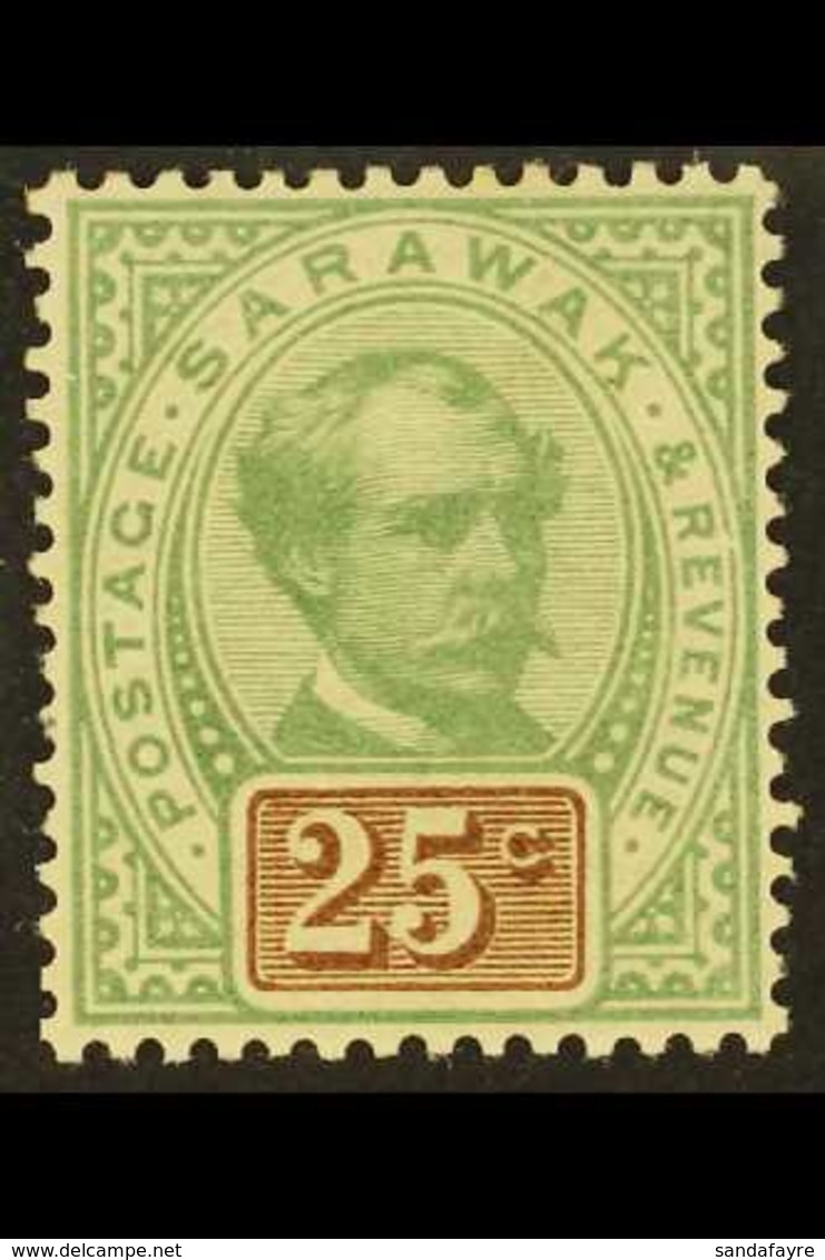 1888 25c Green And Brown, Brooke, No Wmk, SG 18, Superb Mint. For More Images, Please Visit Http://www.sandafayre.com/it - Sarawak (...-1963)