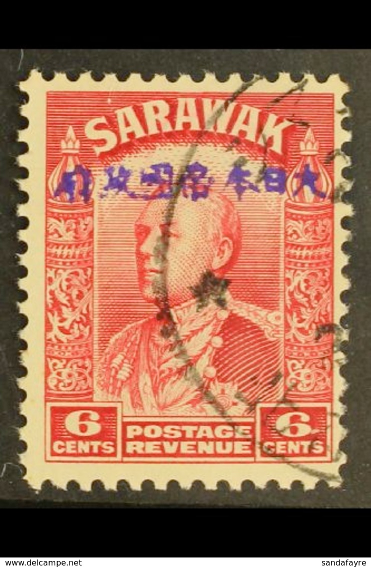 JAPANESE OCCUPATION 1942 6c Carmine With Violet Opt, SG J8, Very Fine Used. For More Images, Please Visit Http://www.san - Sarawak (...-1963)