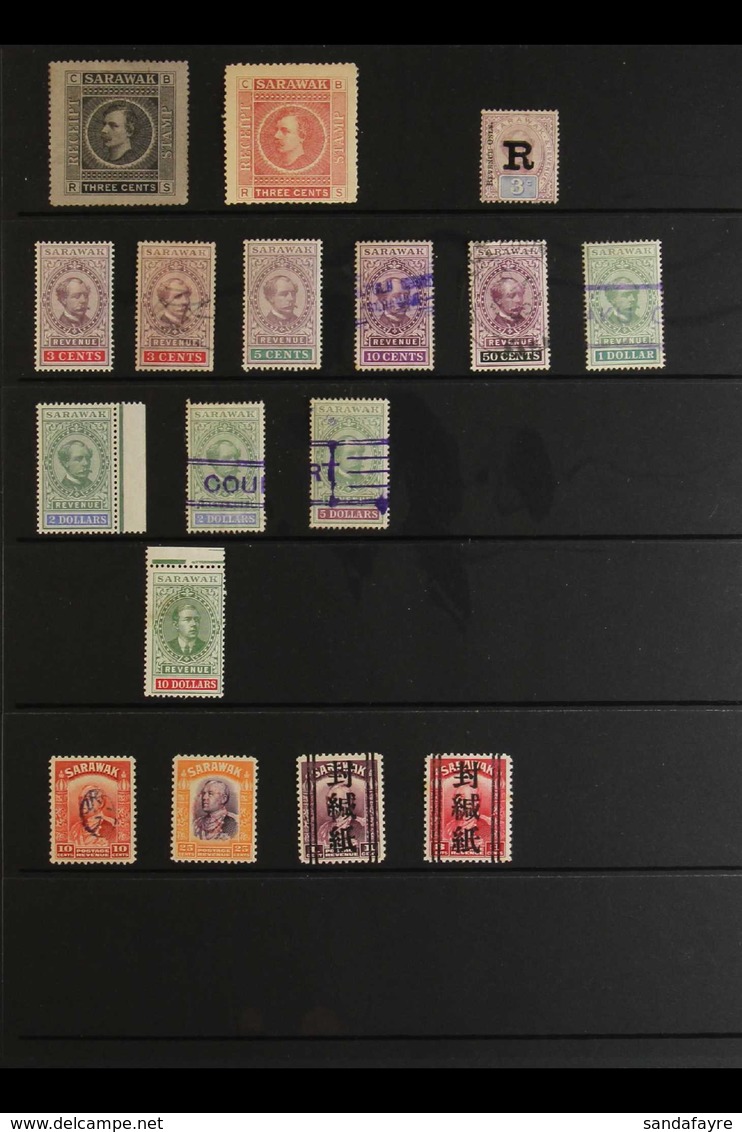 REVENUE STAMPS 1875-1942 ALL DIFFERENT Mint And Used (mainly Mint) Collection. With Receipt 1875-85 3c (both) Mint; Reve - Sarawak (...-1963)