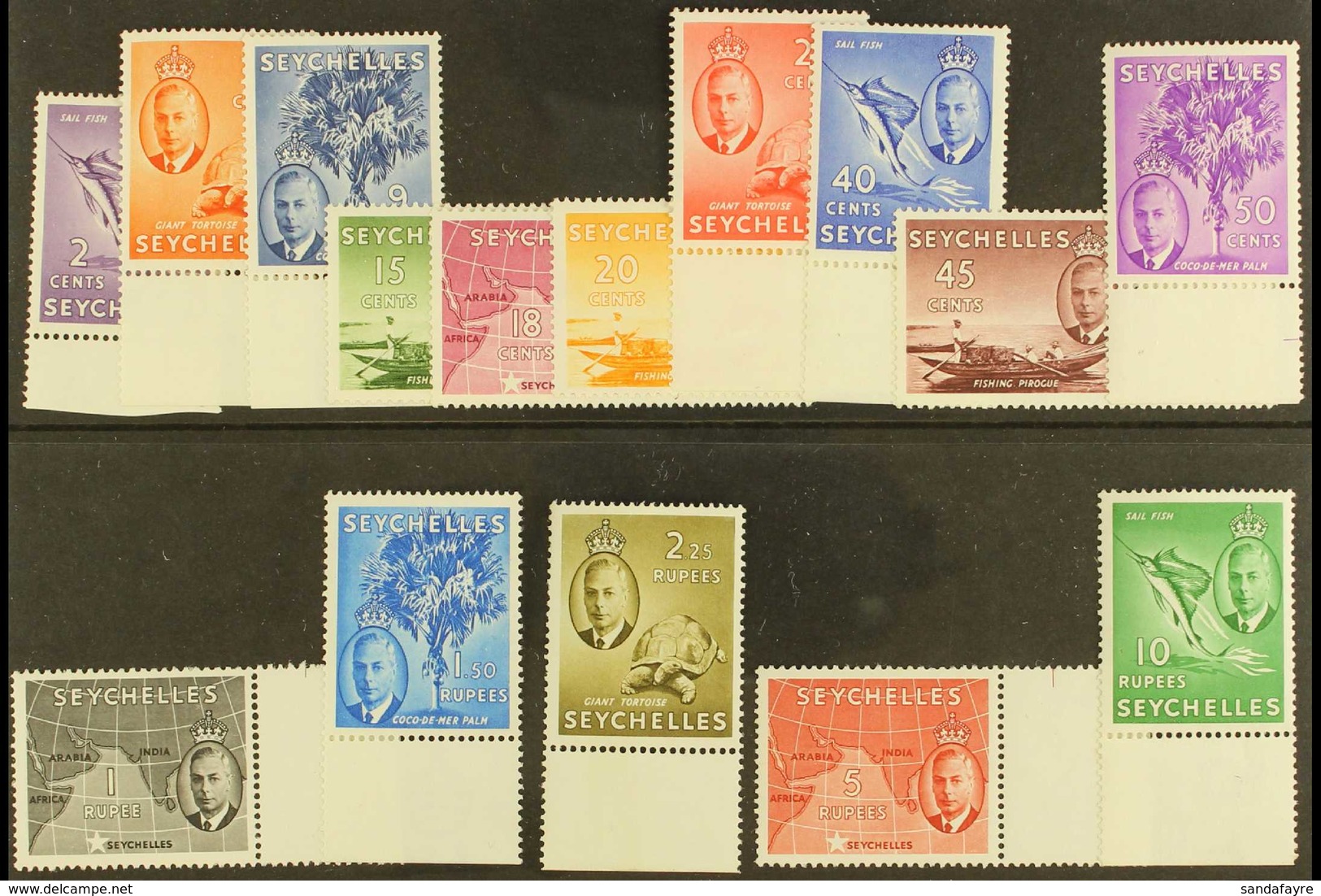 1952 KGVI Definitives Complete Set, SG 158/72, Never Hinged Mint Marginal Examples. (15 Stamps) For More Images, Please  - Seychelles (...-1976)
