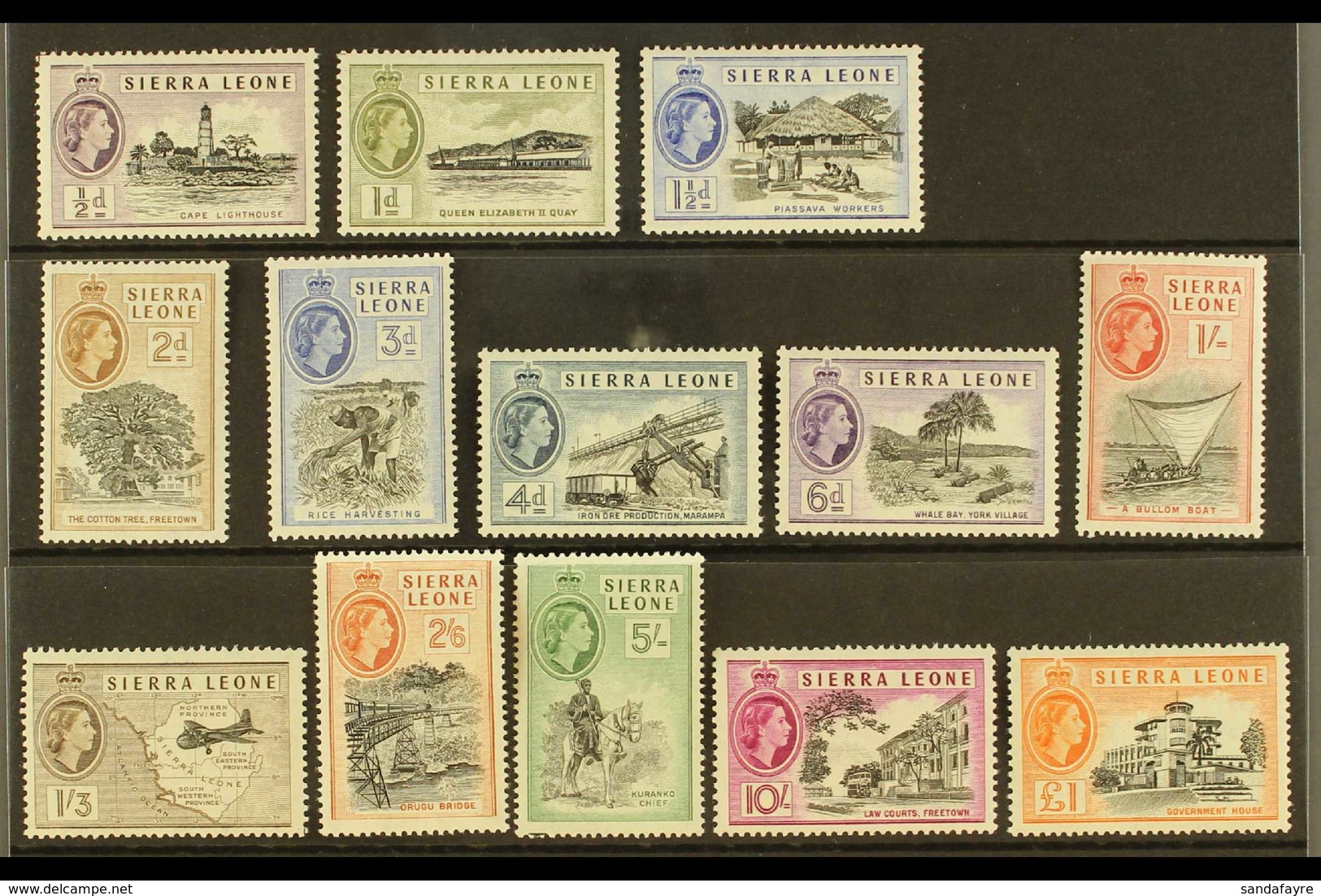 1956 Complete Definitive Set, SG 210/22, Never Hinged Mint (13 Stamps) For More Images, Please Visit Http://www.sandafay - Sierra Leone (...-1960)