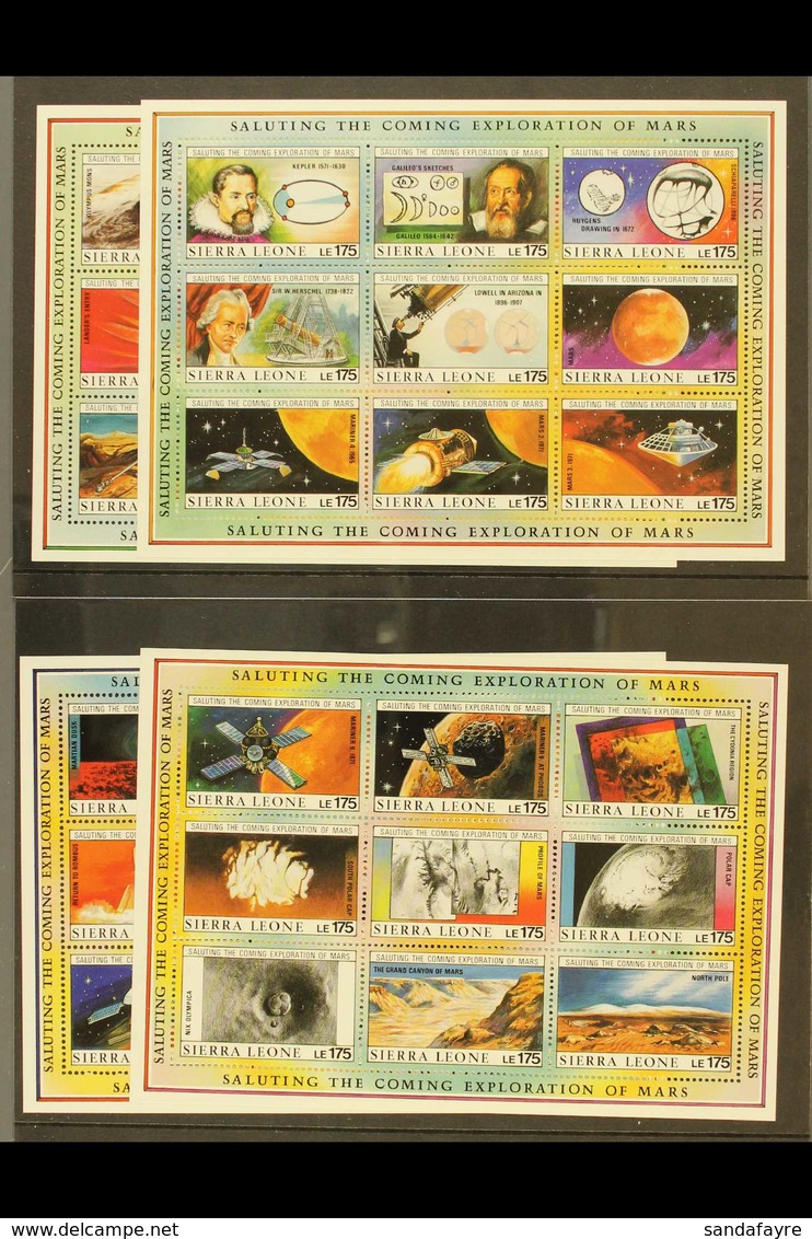 1990 Exploration Of Mars Complete Set, SG 1380/1415, As Superb Never Hinged Mint Se-tenant SHEETLETS, Fresh. (4 Sheetlet - Sierra Leone (...-1960)