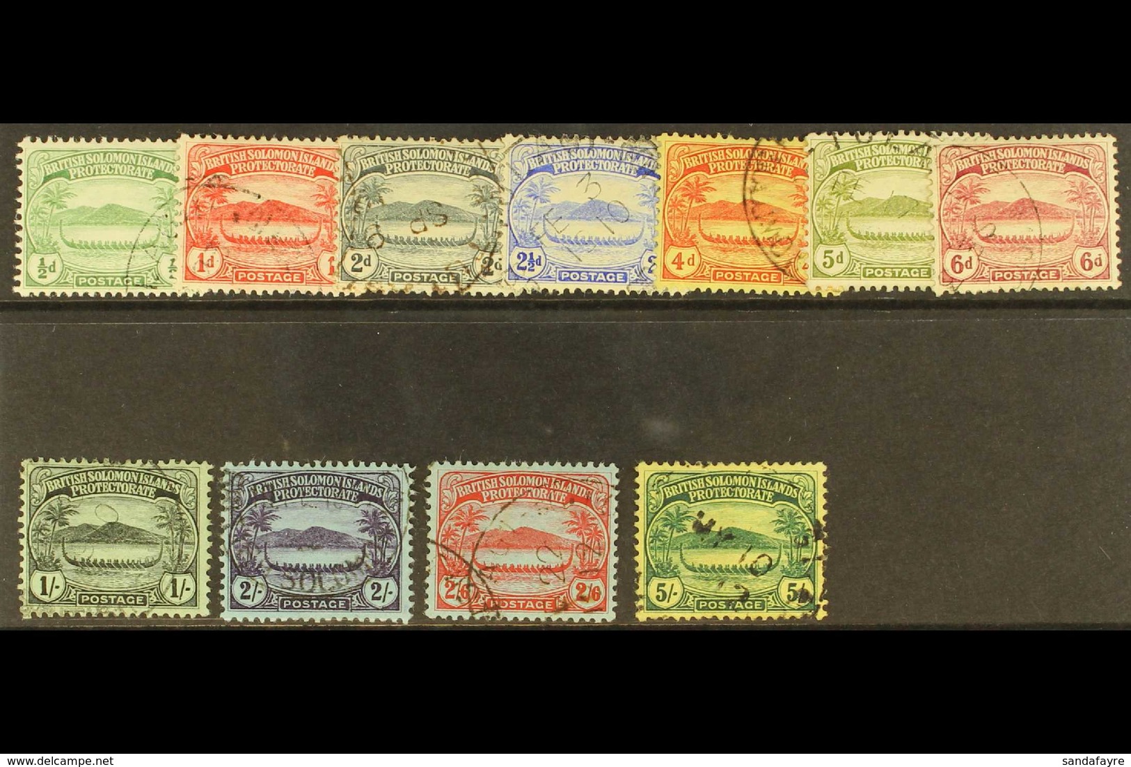1908-11 Complete Small Canoes Set, SG 8/17, Fine Cds Used. (11 Stamps) For More Images, Please Visit Http://www.sandafay - Iles Salomon (...-1978)