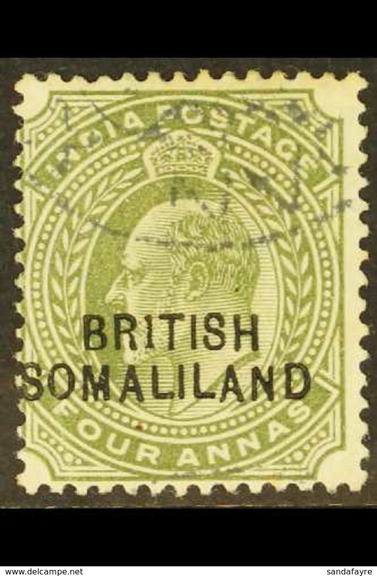 1903 4a Olive "BR1TISH", SG 29a, Fine Used. For More Images, Please Visit Http://www.sandafayre.com/itemdetails.aspx?s=6 - Somaliland (Protectorat ...-1959)