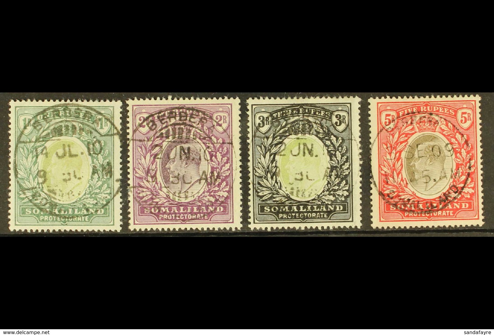 1904 1r. To 5r., SG 41/44, Fine Cds Used. (4 Stamps) For More Images, Please Visit Http://www.sandafayre.com/itemdetails - Somaliland (Protectorat ...-1959)