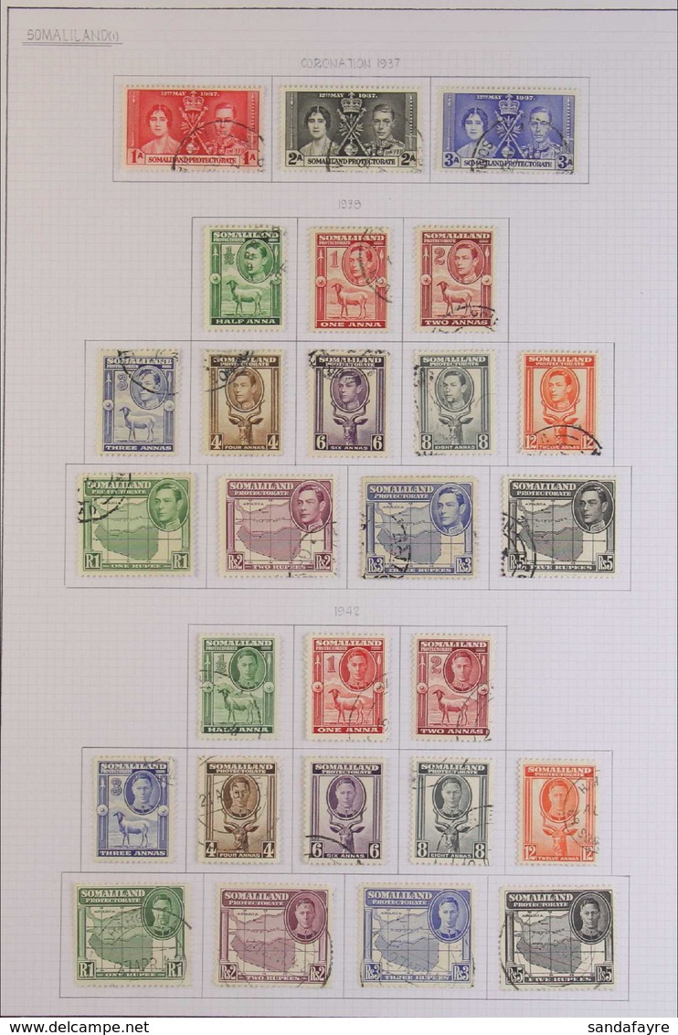 1937-1951 COMPLETE USED KGVI COLLECTION Presented On Album Pages, A Complete Run From The 1937 Coronation To 1951 Surcha - Somaliland (Protectorate ...-1959)