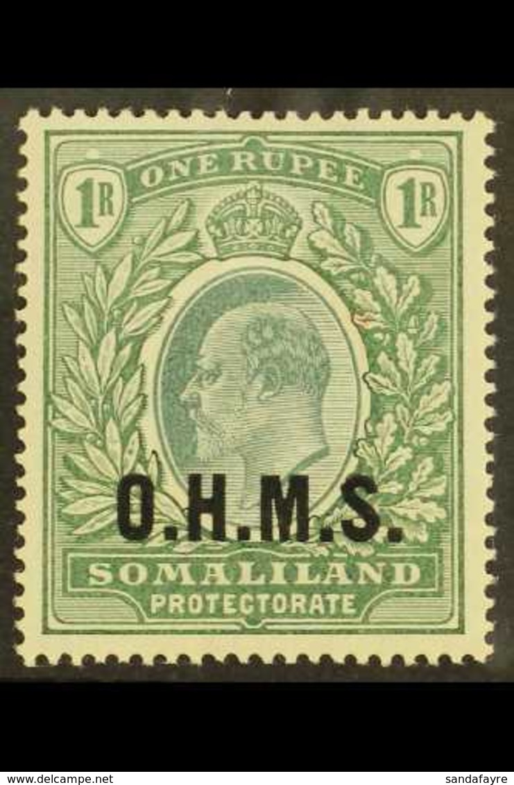 OFFICIAL 1904-05 "O.H.M.S." Overprinted KEVII 1R Green, SG O15, Very Fine Lightly Hinged Mint. For More Images, Please V - Somaliland (Protettorato ...-1959)