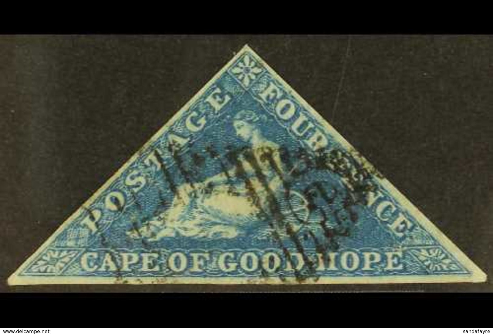 CAPE OF GOOD HOPE 1853 4d Deep Blue On Deeply Blued Paper, SG 2, Used With 3 Margins & Neat Cancellation. For More Image - Non Classés