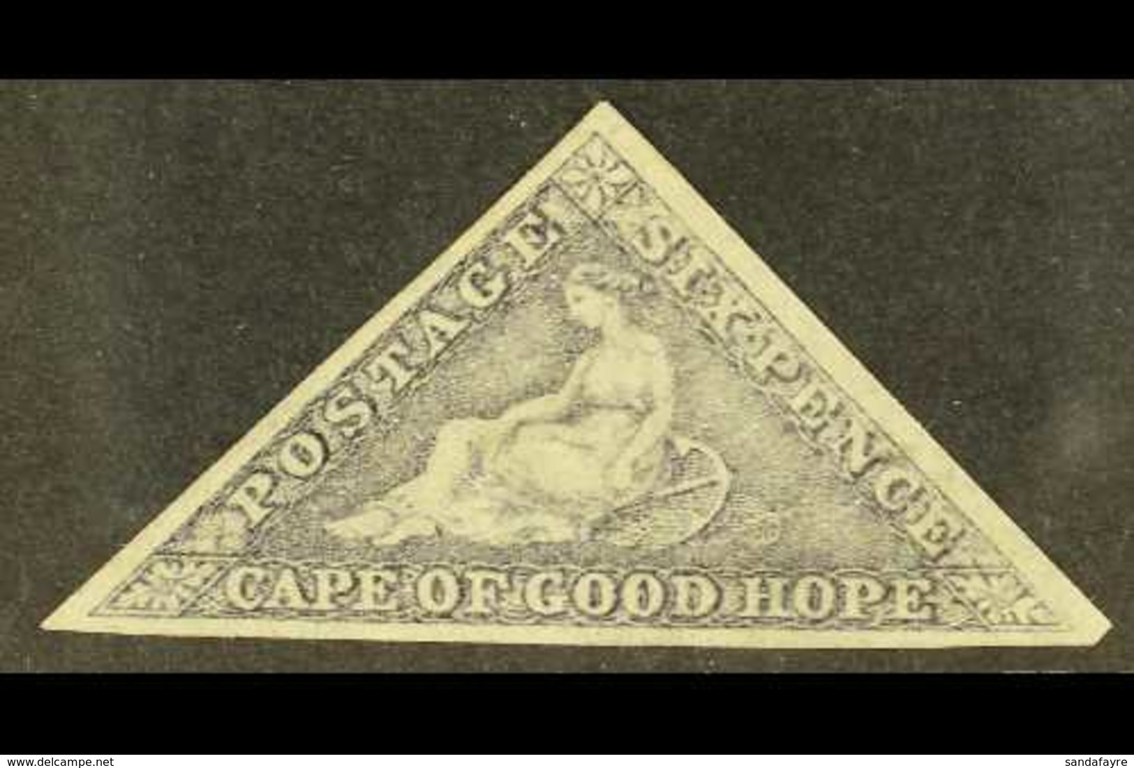 CAPE OF GOOD HOPE. 1862 6d Slate-lilac On Blued Paper Triangular, SG 7c, Mint Part OG With 3 Good Margins & Lovely Origi - Ohne Zuordnung