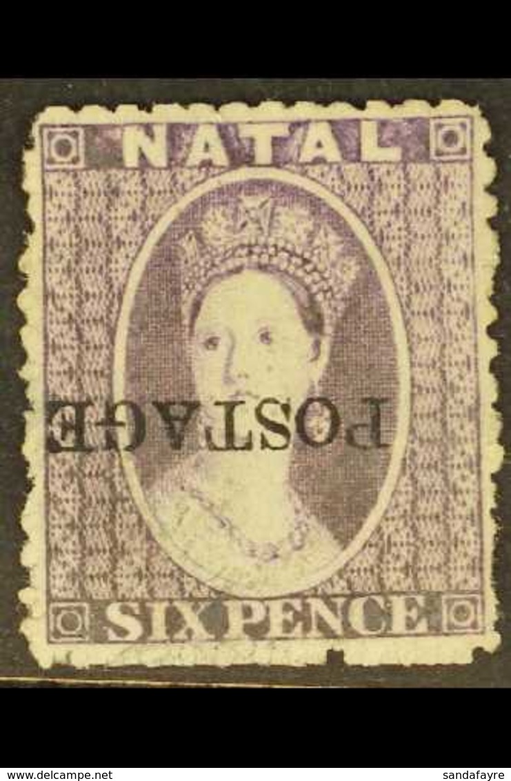 NATAL 1876 6d Violet Chalon, "POSTAGE" Overprint Inverted, SG 83b, Lightly Cancelled, With Philatelic Foundation Certifi - Non Classés