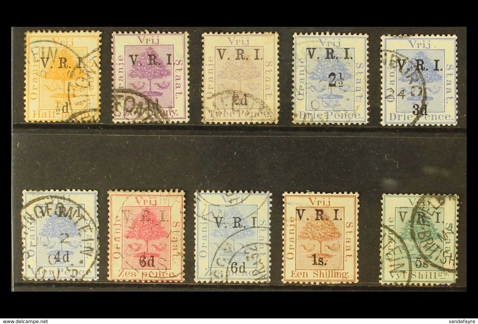 ORANGE FREE STATE 1900 First Printing With Level Stops Set, SG 101/111, Cds Used, The 5s With A Thin. (10 Stamps) For Mo - Non Classés