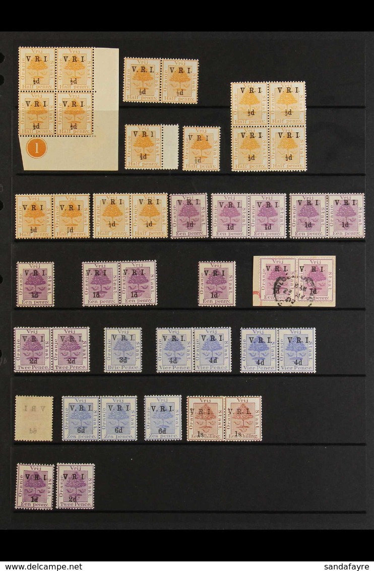 ORANGE FREE STATE 1900 British Occupation, Fine Mint Varieties Collection On Subsequent Printings Incl. ½d On ½d No Stop - Non Classés