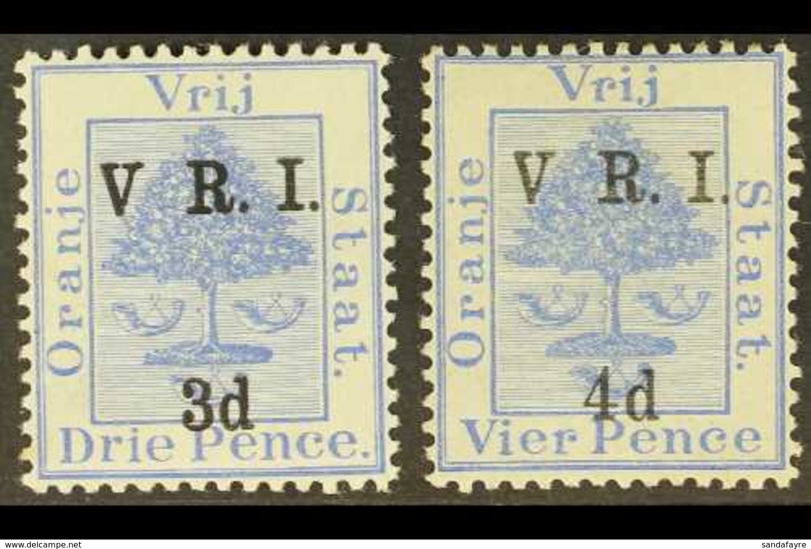 ORANGE FREE STATE 1900 First Printings 3d On 3d And 4d On 4d, Each With No Stop After "V", SG 106a, 107a, Fine Mint. (2  - Non Classés