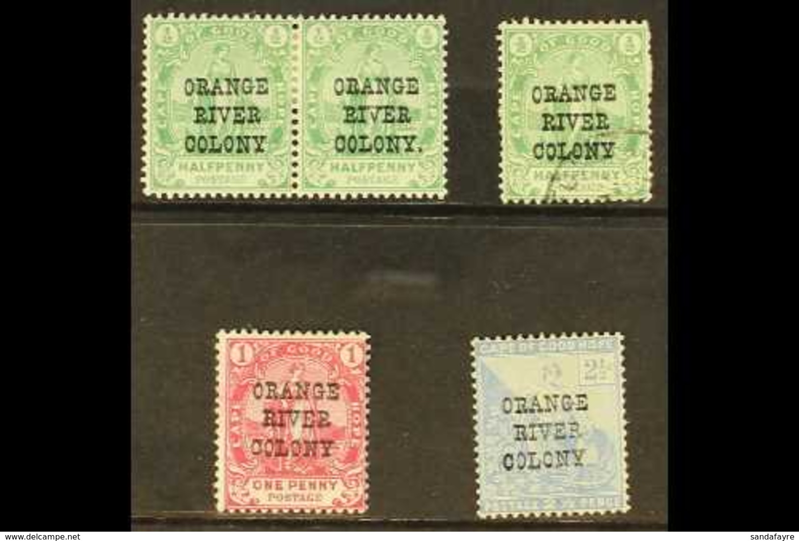 ORANGE RIVER COLONY 1900-02 No Stop Varieties ½d In Pair With Normal, 1d And 2½d Mint, ½d Fine Used, SG 133b/135a. (5 St - Non Classés