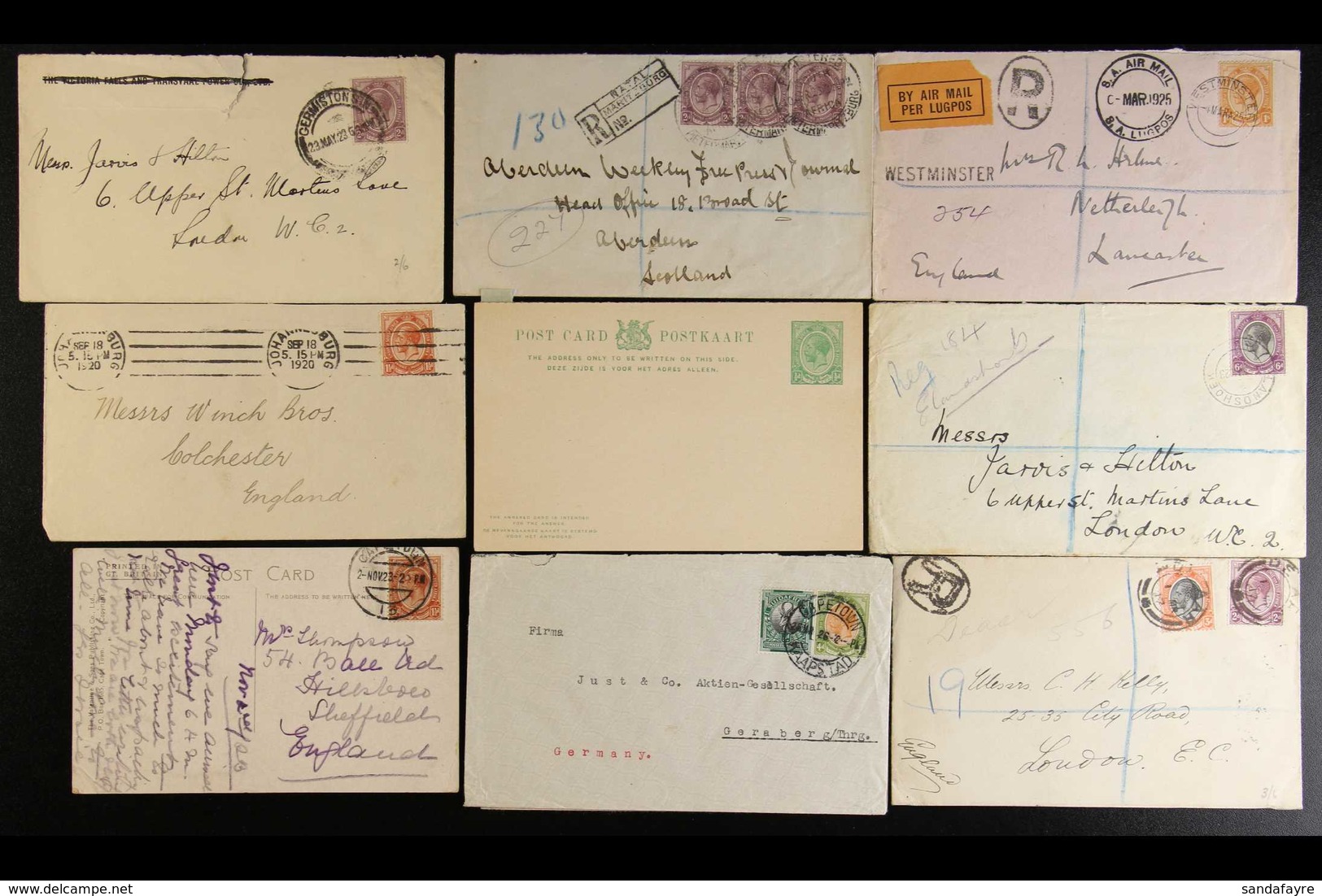 1913 - 25 "HEADS" COVER GROUP Attractive Group Of Covers And Cards Franked With Values To 1s, Including Flown And Regist - Non Classés