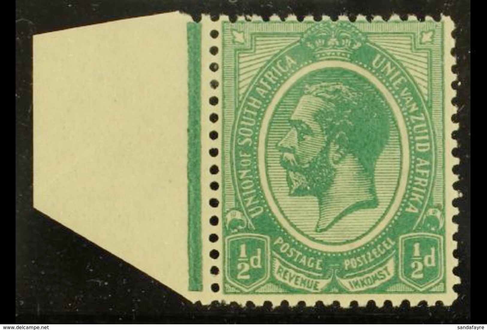 1913-24 ½d DARK MOSSY GREEN, SACC 2e, Never Hinged Mint, Certificate Accompanies, States "...a Nibbled Perforation In It - Non Classés