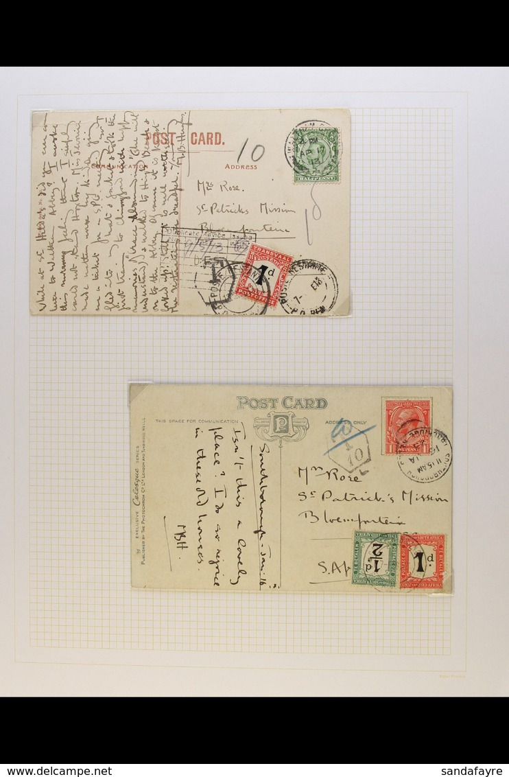 POSTAGE DUES COVERS & POSTCARDS Group Including Two Postcards With Transvaal 1d Due Used In Union Period, Couple Of Fron - Ohne Zuordnung