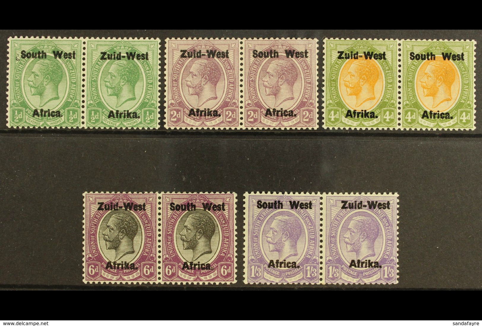 1923 Setting I, ½d, 2d, 4d, 6d & 1s3d With Litho Overprints (bold, Shiny Ink), SG 1d, 3c, 5a, 6a, 8b, 1s3d Average Mint, - Afrique Du Sud-Ouest (1923-1990)