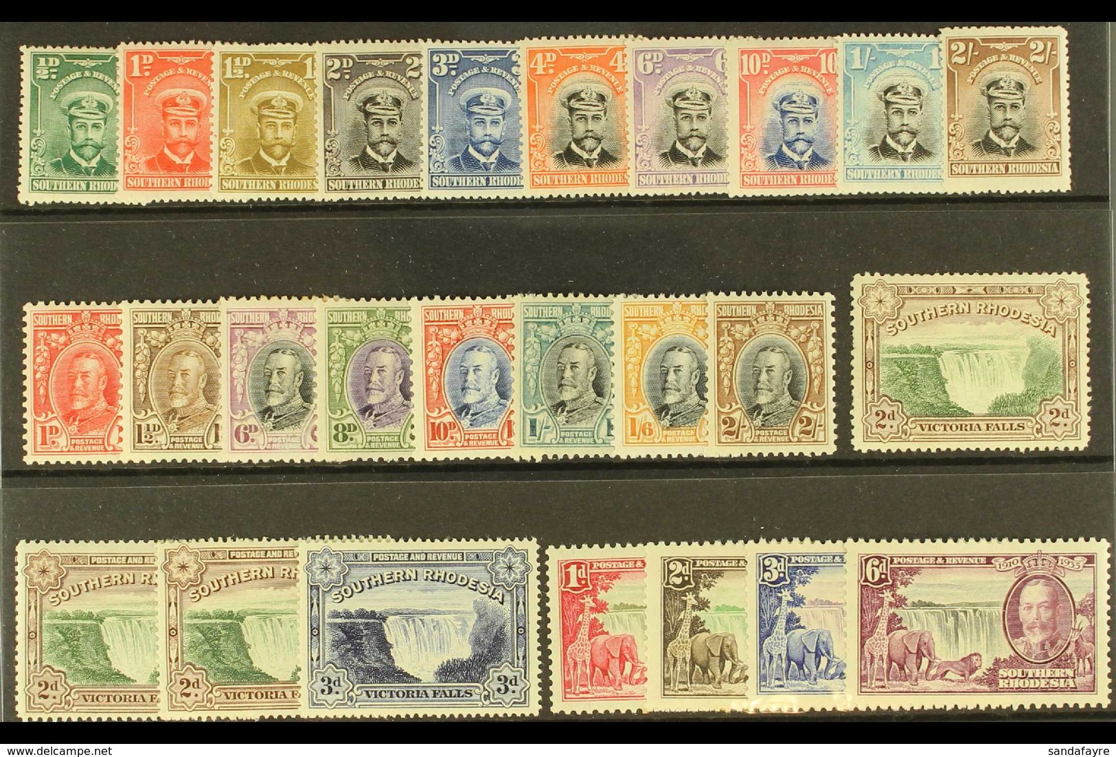 1924-1935 MINT SELECTION. An All Different Range Presented On A Stock Card That Includes 1924-29 "Admiral" Range To 2s,  - Südrhodesien (...-1964)