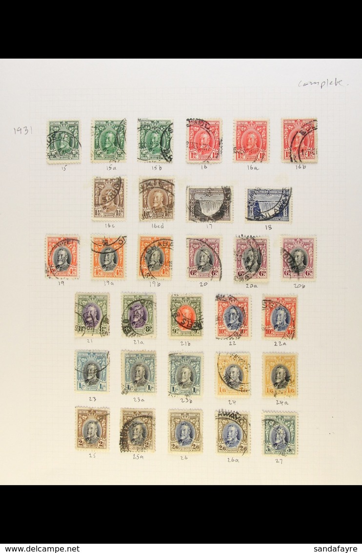 1931-7 KGV Field Marshals, ½d To 5s Complete Set, Plus All SG Listed Perforation Variants, SG 15/27, Good To Fine Used W - Rhodésie Du Sud (...-1964)