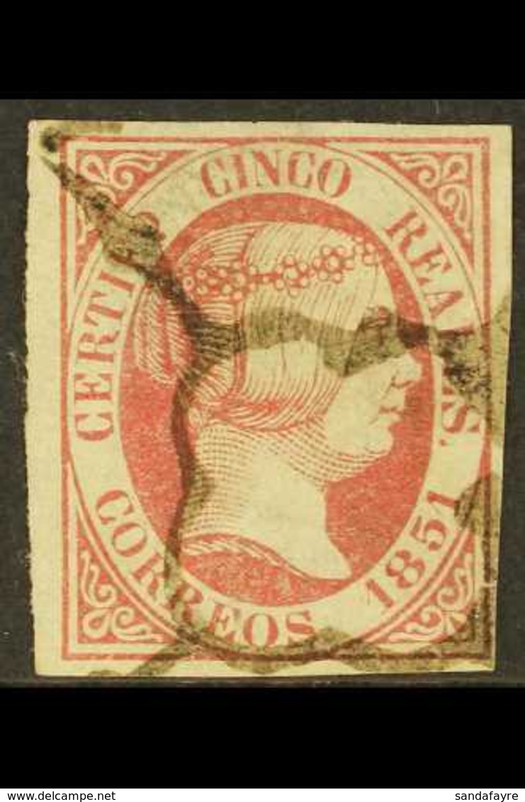 1851 1851 5r Rose (SG 12, Edifil 9, Michel 9), Fine Used, Four Mostly Good To Large Margins, Fresh. For More Images, Ple - Sonstige & Ohne Zuordnung