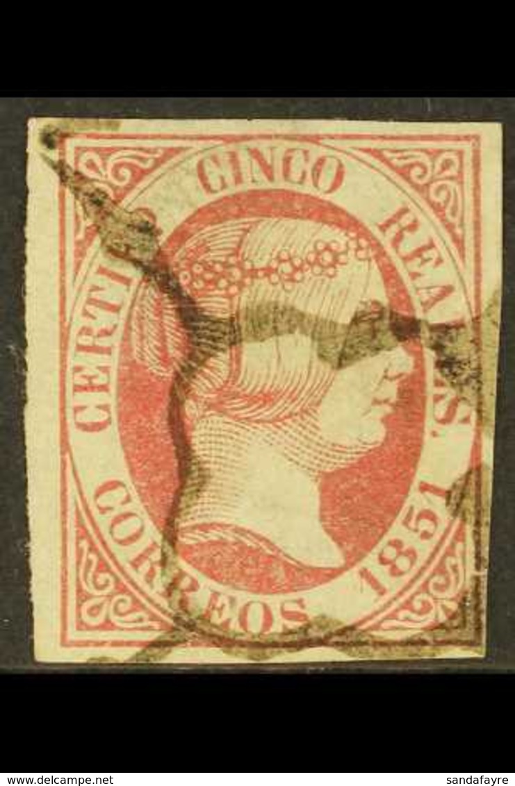 1851 1851 5r Rose (SG 12, Edifil 9, Michel 9), Fine Used, Four Mostly Good To Large Margins, Fresh. For More Images, Ple - Autres & Non Classés