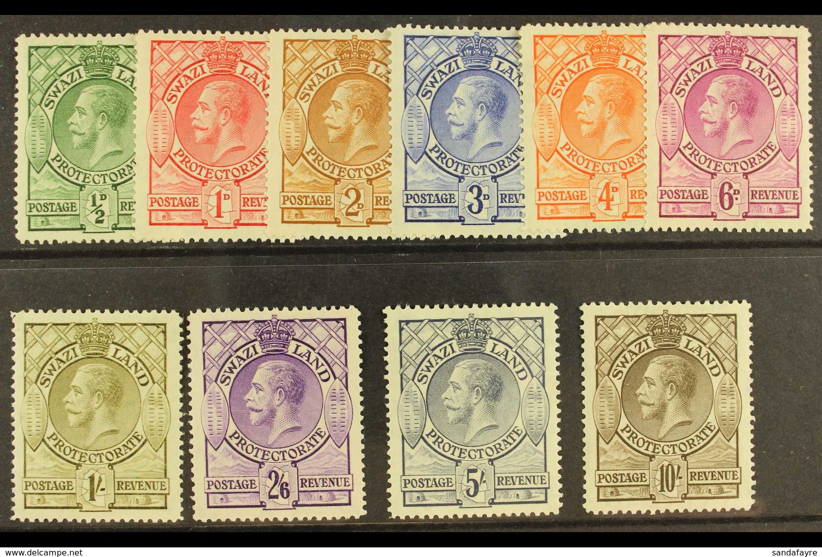 1933 Complete KGV And Shields Set, SG 11/20, Mint With Dealers Marks On Gum. (10) For More Images, Please Visit Http://w - Swaziland (...-1967)