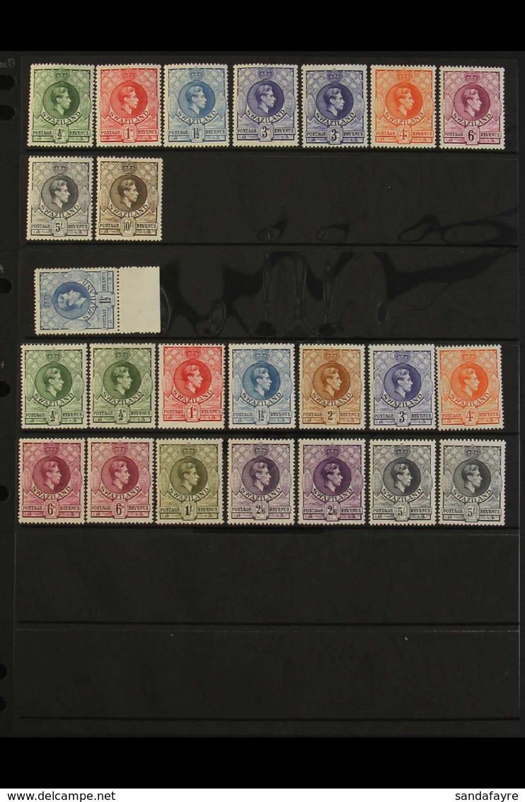 1938-54 NEVER HINGED MINT Perf. 13½ X 13 ½d To 1½d, Both 3d Shades, 4d, 6d, 5s And 10s, Perf. 14 1½d, Perf. 13½ X 14 Inc - Swaziland (...-1967)