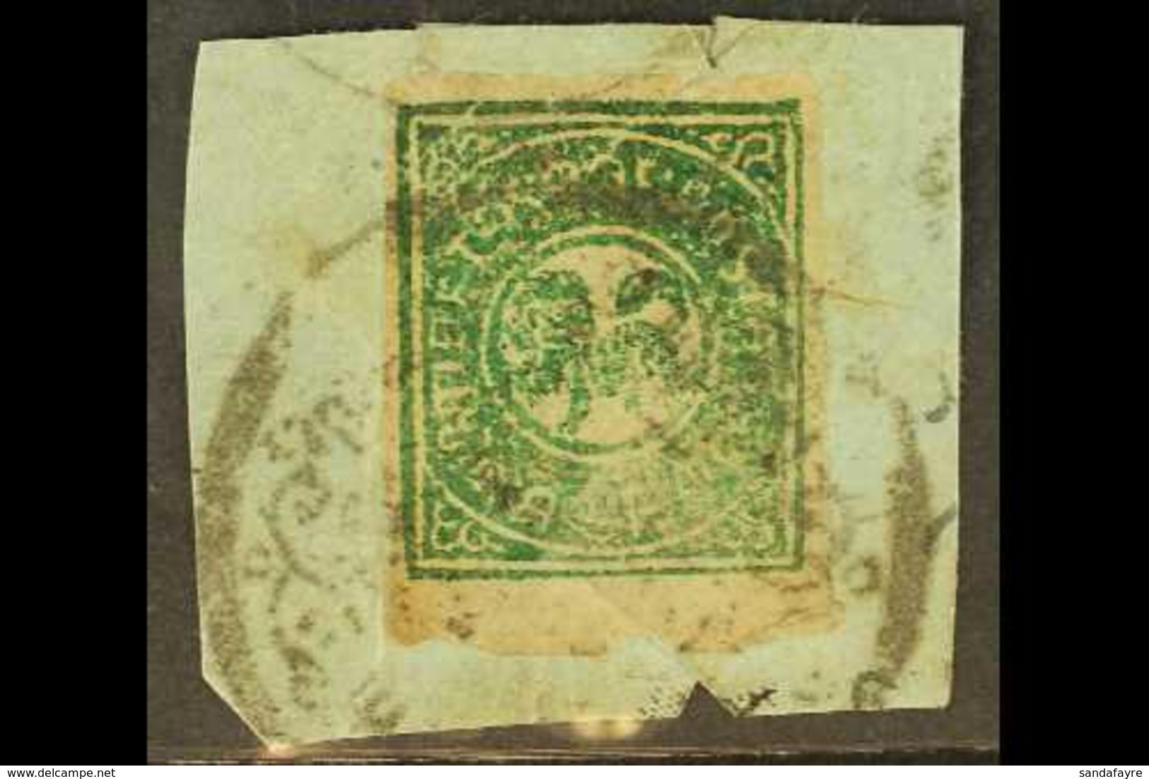 1912 - 50 1/6th T. Green, SG 1A, Used On Piece With Large Part "Penam" Fancy Cancel. For More Images, Please Visit Http: - Tibet