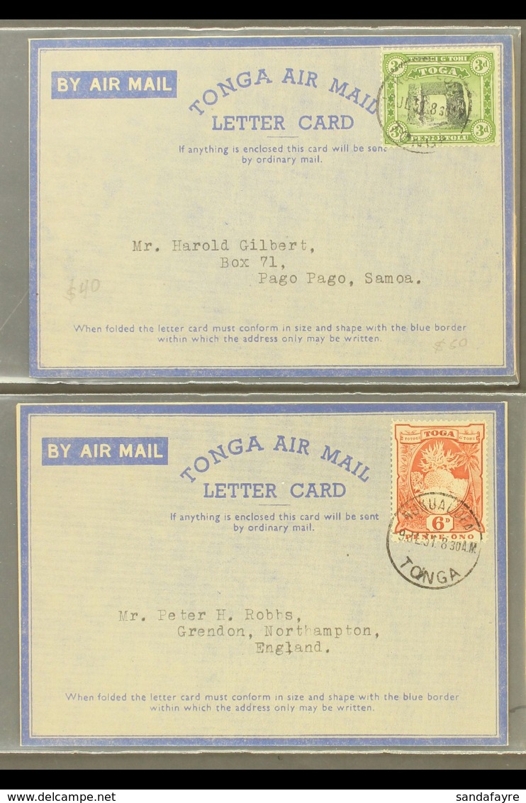 1951 (9th July) Pair Of Formula Air Mail Letter Sheets Bearing 3d SG 78 (to Pago Pago, Samoa) And 6d SG 79 (to England), - Tonga (...-1970)