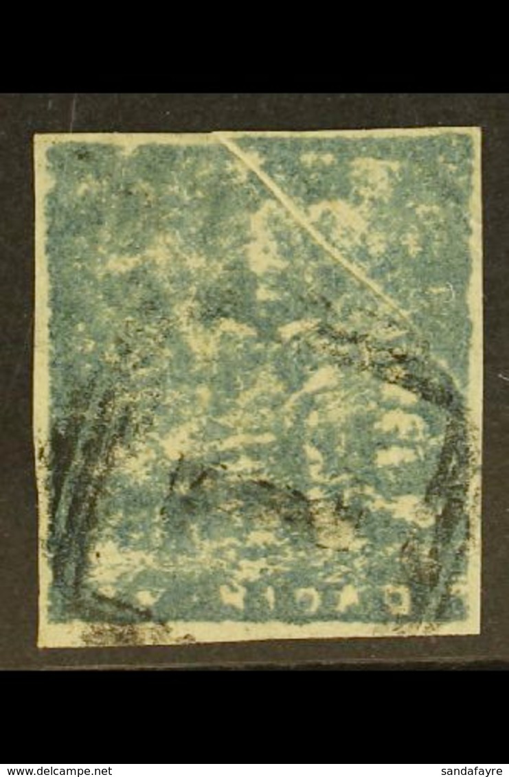 1852-60 (1d) Grey To Bluish Grey, Fifth Issue, PRE-PRINTING PAPER FOLD Across Top Right Corner, SG 19, Fine Used, Four M - Trinité & Tobago (...-1961)