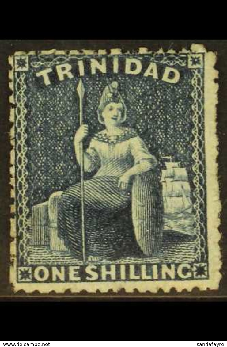 1861 1s Indigo Britannia, Rough Perf. SG 58, An Attractive And Fresh Mint Example With Good Colour And Part Gum.  For Mo - Trindad & Tobago (...-1961)