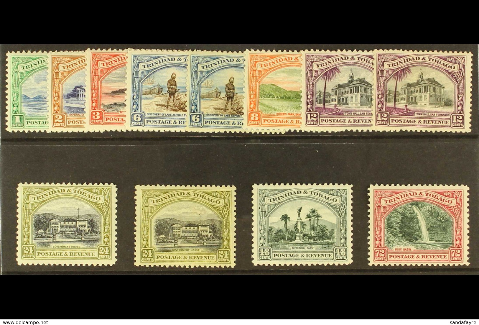 1935-37 Pictorial Definitive Set, SG 230/38, Plus 6c, 12c And 24c Additional Listed Perfs, Fine Fresh Mint. (12 Stamps)  - Trinité & Tobago (...-1961)