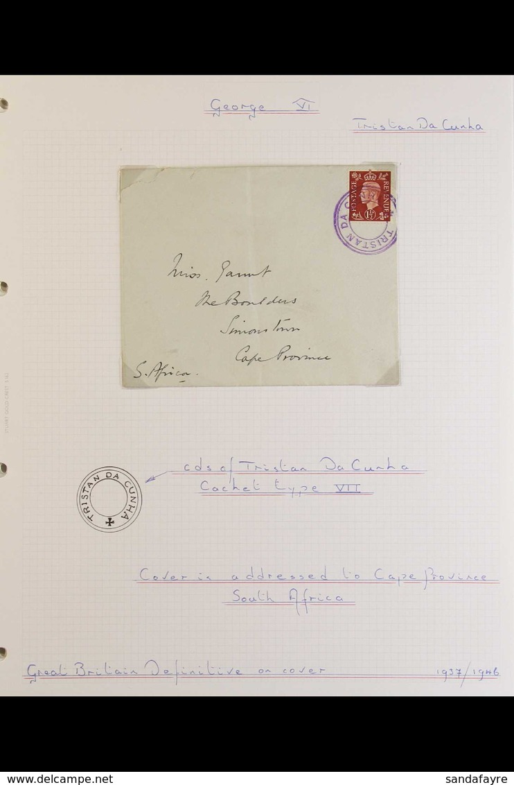 1937-52 KGVI COVERS COLLECTION Most Bearing Stamps With The "Tristan Da Cunha" Dumb Cachets Used To Cancel, We See Undat - Tristan Da Cunha