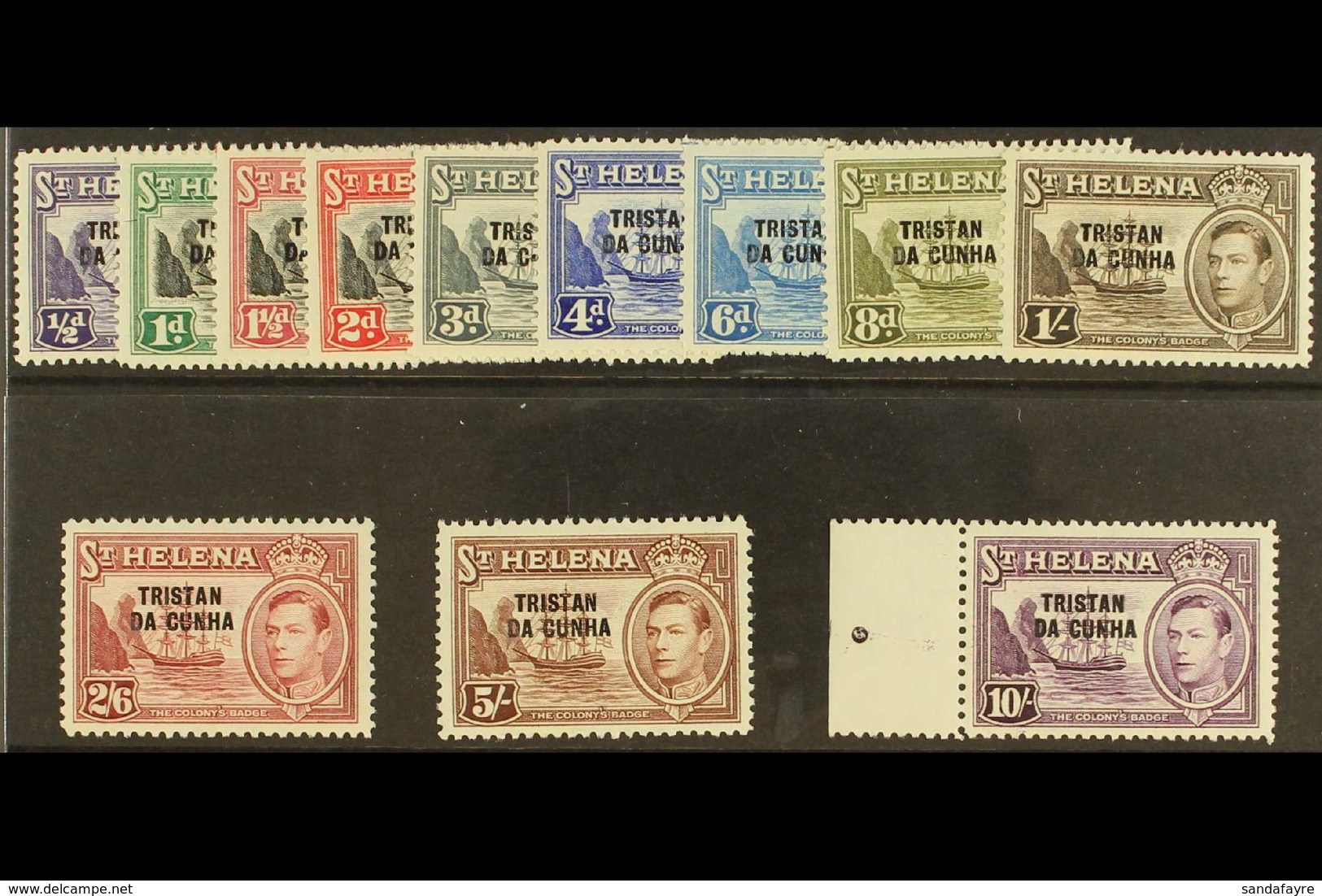 1952 KGVI Definitives Complete Set, SG 1/12, Never Hinged Mint. (12 Stamps) For More Images, Please Visit Http://www.san - Tristan Da Cunha