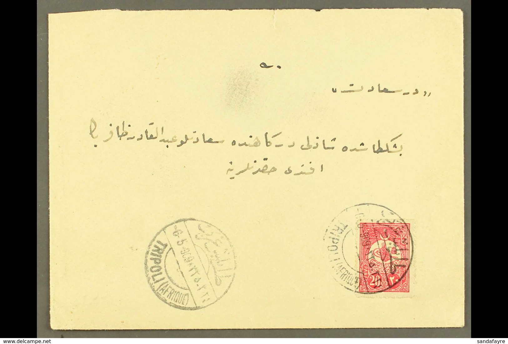 TRIPOLI (LIBYA) 1909 (May) Envelope Bearing 20pa To Instanbul (flap Missing), With Good Clear Bilingual Tripoli Cds, Arr - Andere & Zonder Classificatie