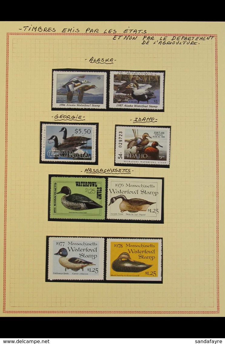 STATE HUNTING PERMIT STAMPS 1975-93 Mostly Mint Range Of Stamps From Several Different States, Note Massachusetts 1975-9 - Autres & Non Classés