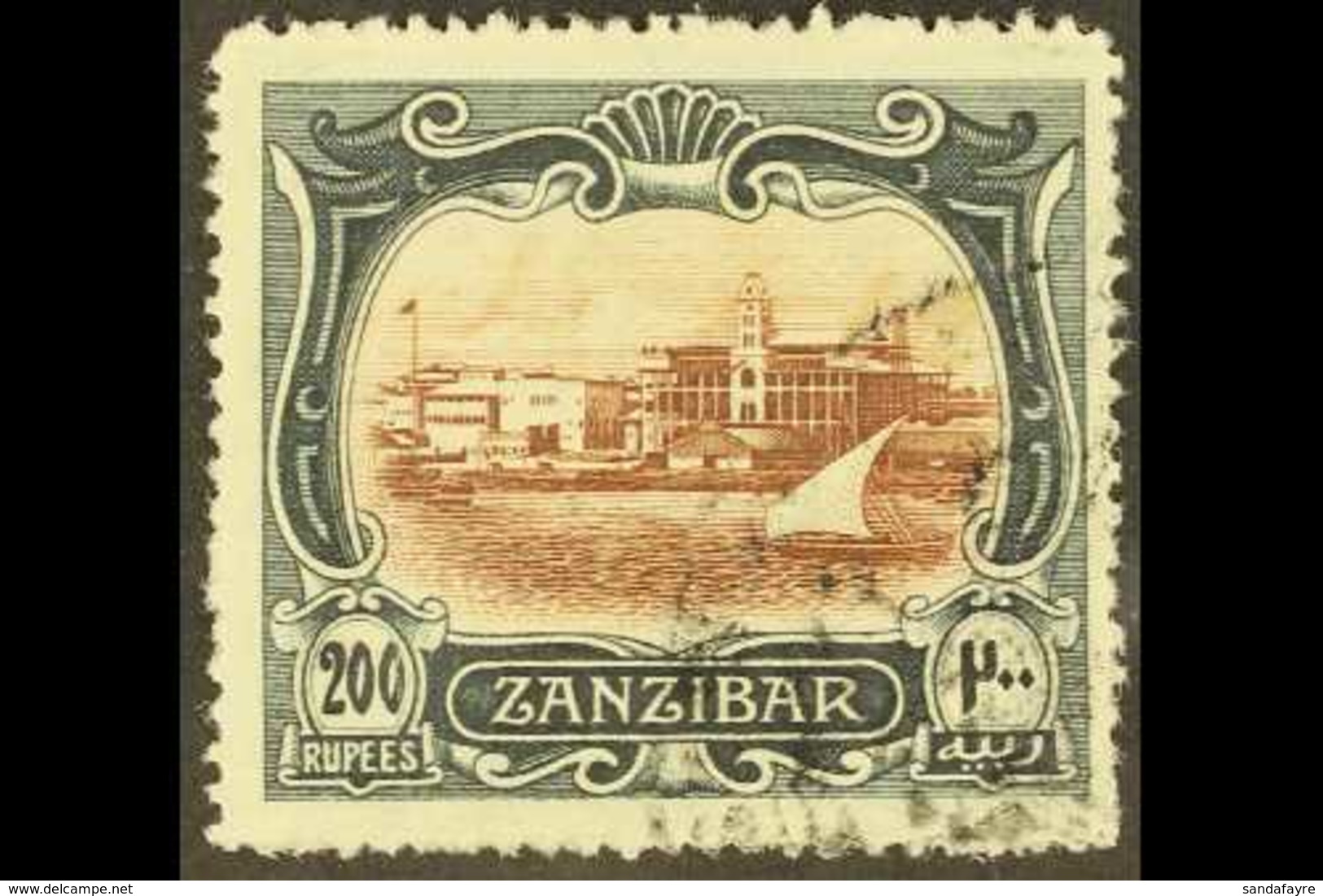 1908-09 200r Brown And Greenish- Black, SG 245, Pen Cancel Removed And Light Cds Added. Looks Great. For More Images, Pl - Zanzibar (...-1963)