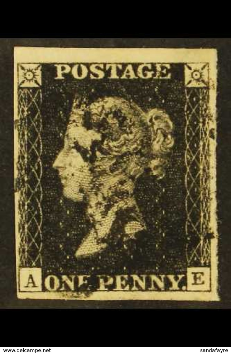 1840 1d Black 'AE' Plate 5, SG 2, Used With 4 Margins & Black MC Cancellation. For More Images, Please Visit Http://www. - Ohne Zuordnung