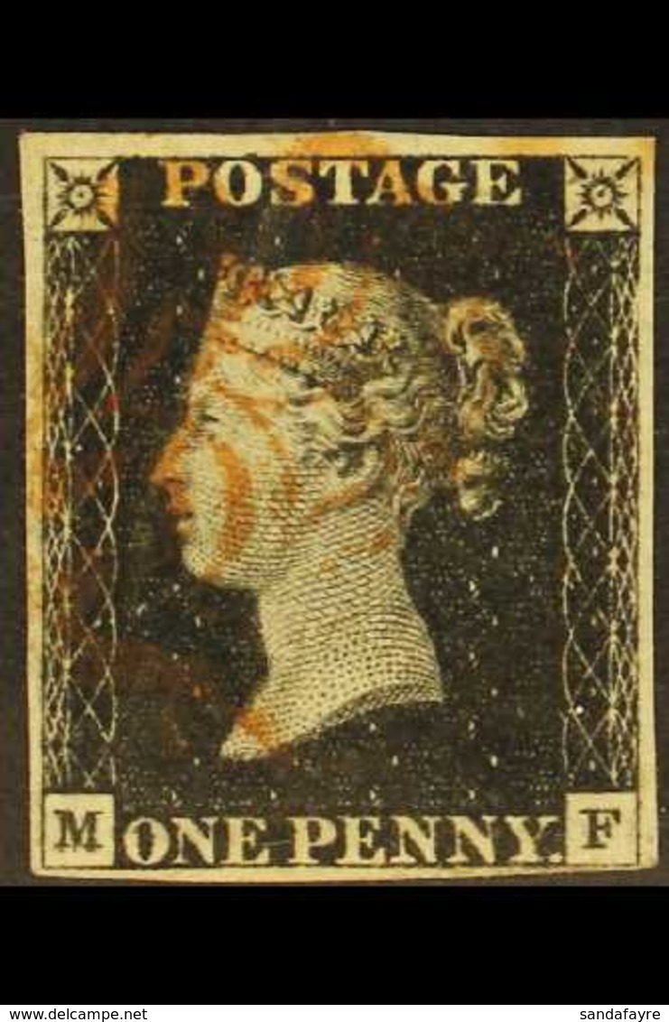 1840 1d Black 'MF' Plate 1b, SG 2, Used With 4 Margins & Very Fine Red MC Cancellation. For More Images, Please Visit Ht - Ohne Zuordnung