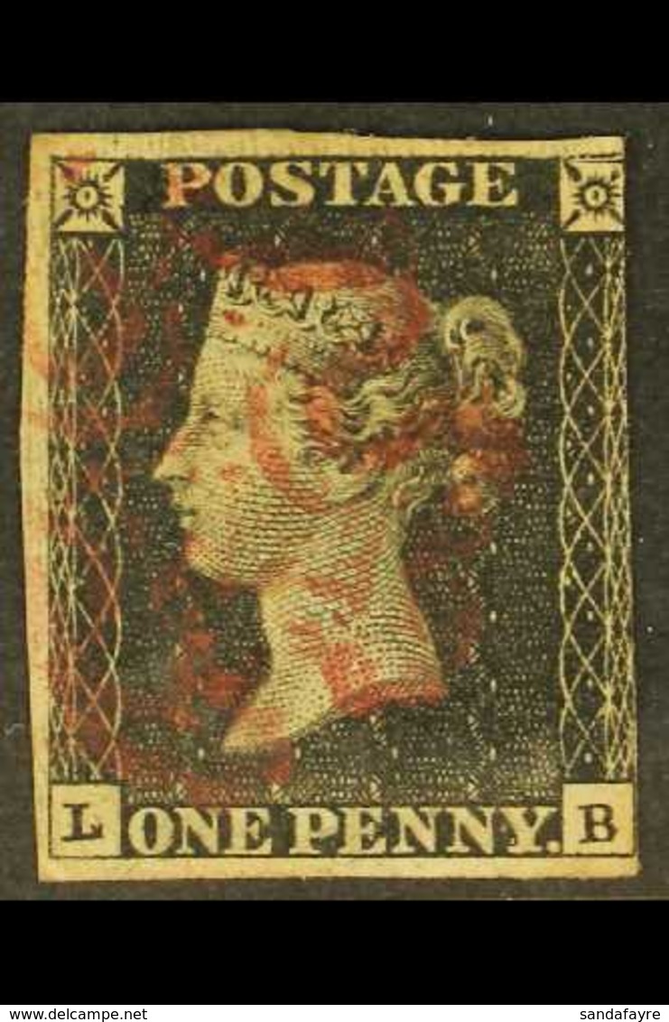 1840 1d Black, SG 2, Plate 4, Check Letters "L - B", 3 Margins, Small Nick At Top, Good Used With Red Maltese Cross Canc - Ohne Zuordnung