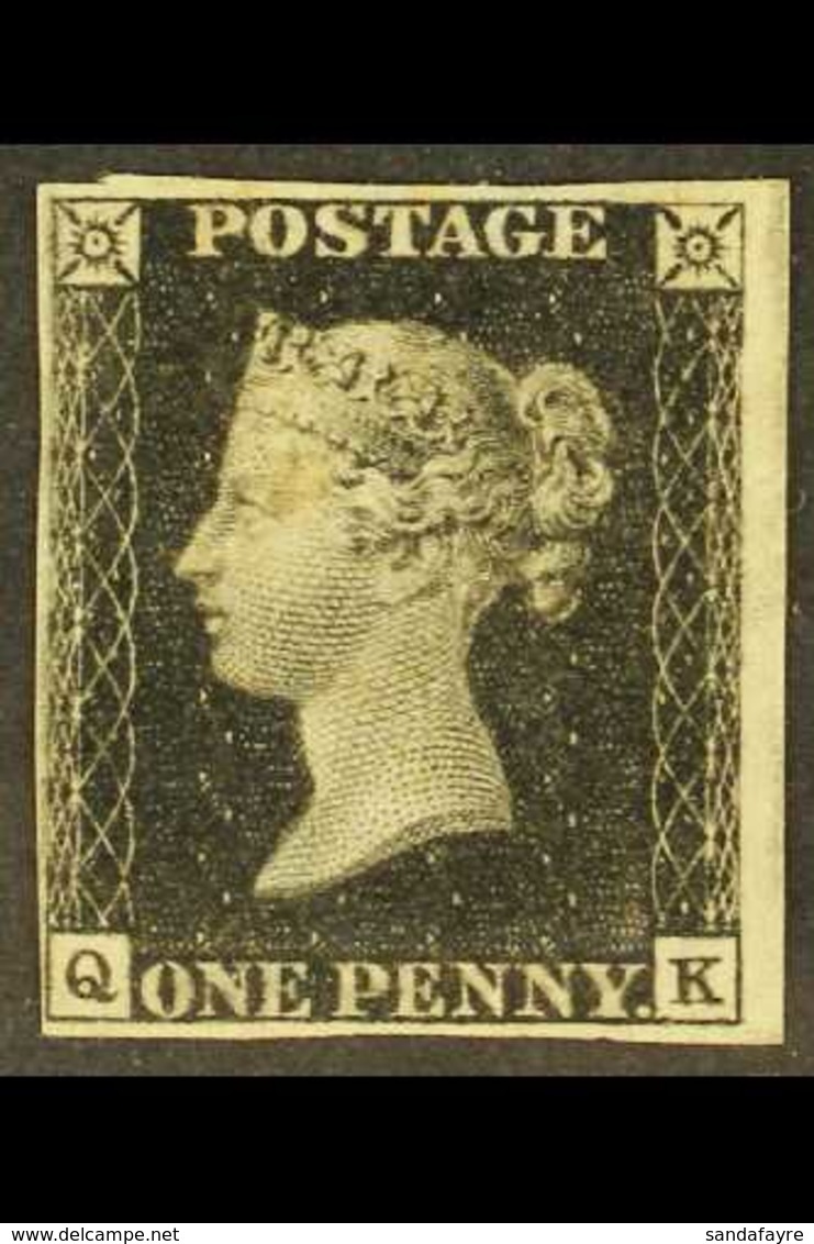 1840 1d Black 'QK' Plate 7, SG 2, Mint Large Part Original Gum With 4 Margins. Fresh & Attractive, Cat £13500. For More  - Ohne Zuordnung