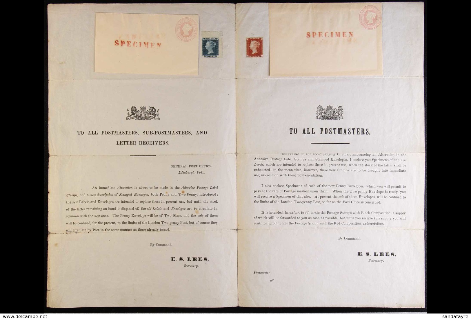 1841 NO.3 POSTAL NOTICE. A Very Fine Complete Example Of This Rare And Historic Postal Notice Bearing A 1d Red-brown 'JE - Sonstige & Ohne Zuordnung