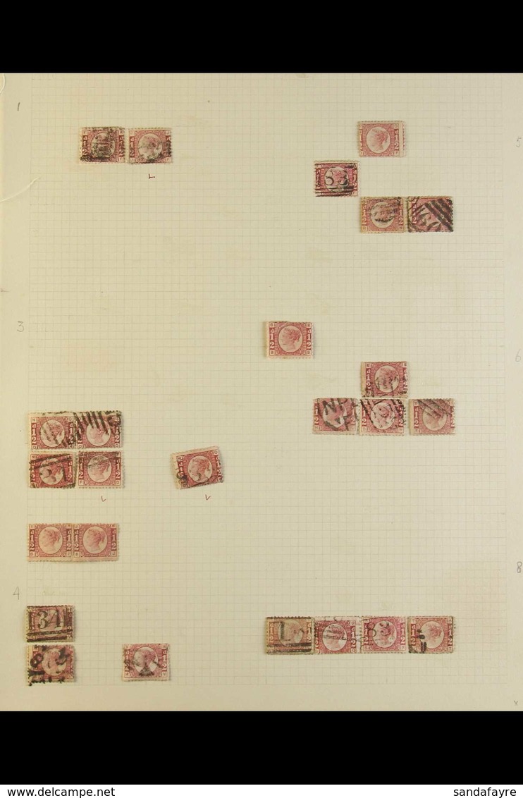 1870 ½d Rose, Old Time Used Collection On Pages With Plate 1 (2), 3 (7), 4 (3), 5 (4), 6 (4), 8 (4), 10 (5), 11 (6), 12  - Sonstige & Ohne Zuordnung