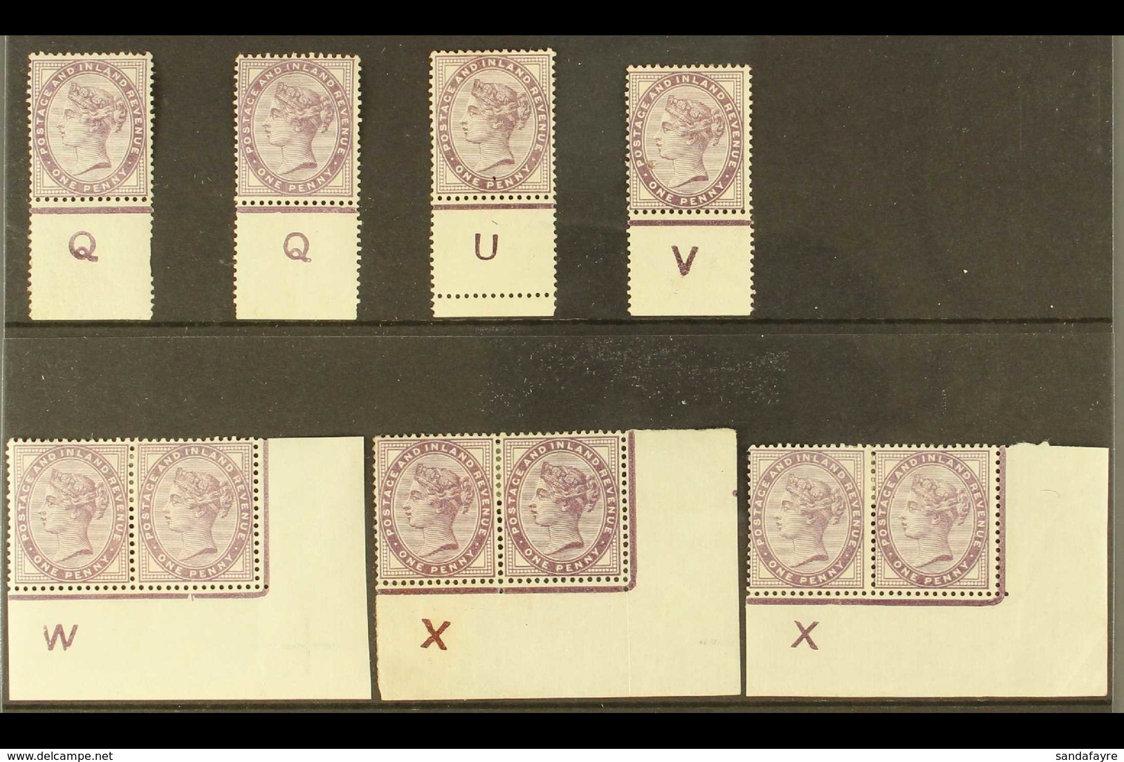 1881 PENNY LILAC CONTROLS. A Fine Mint Selection On A Stock Card Inc Control Singles "Q" (2), "U" And "V"; Plus Marginal - Autres & Non Classés