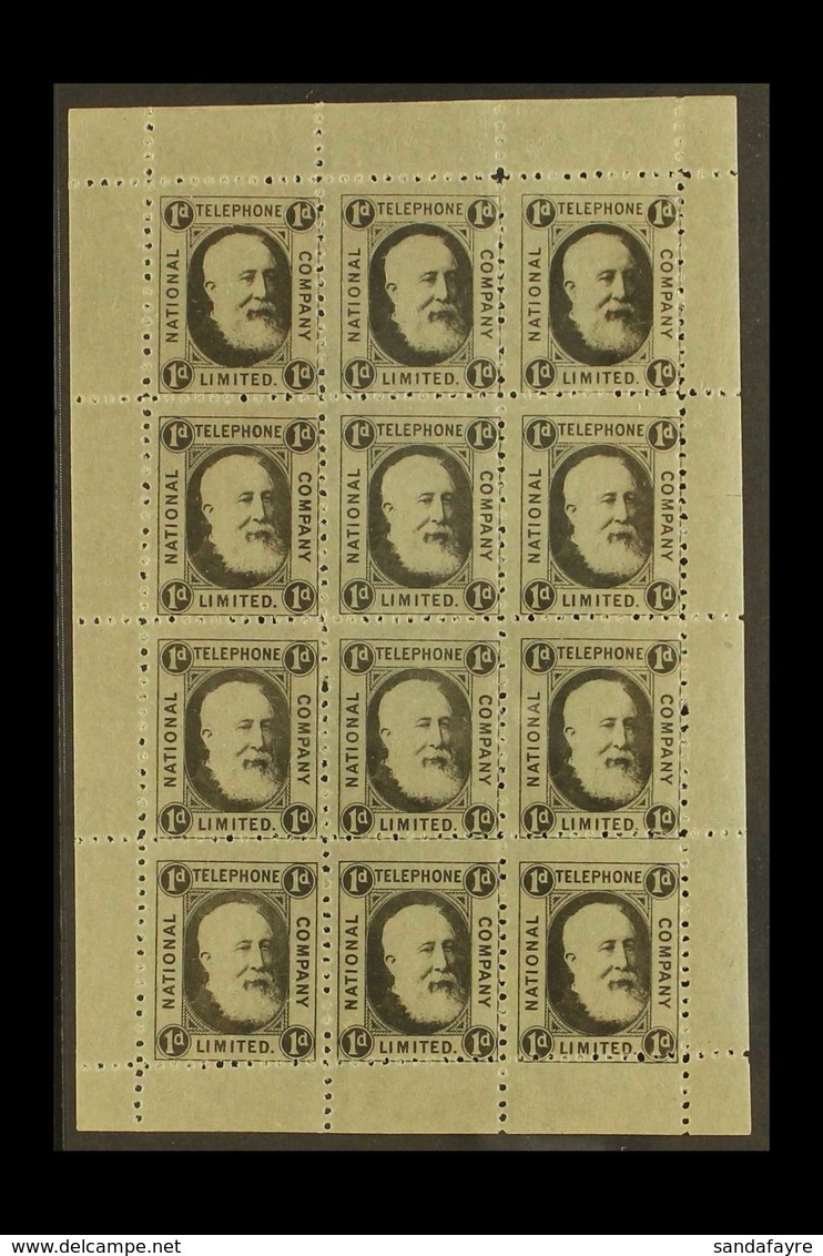 1884 NATIONAL TELEGRAPH COMPANY 1d Black (Barefoot 1) Portrait Of Col. R.R Jackson, Complete Sheetlet Of 12 Stamps With  - Autres & Non Classés